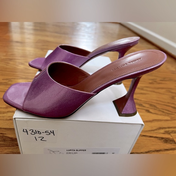 Amina Muaddi Lupita Glitter 95MM Leather Sandals in size 42 - Picture 4 of 5